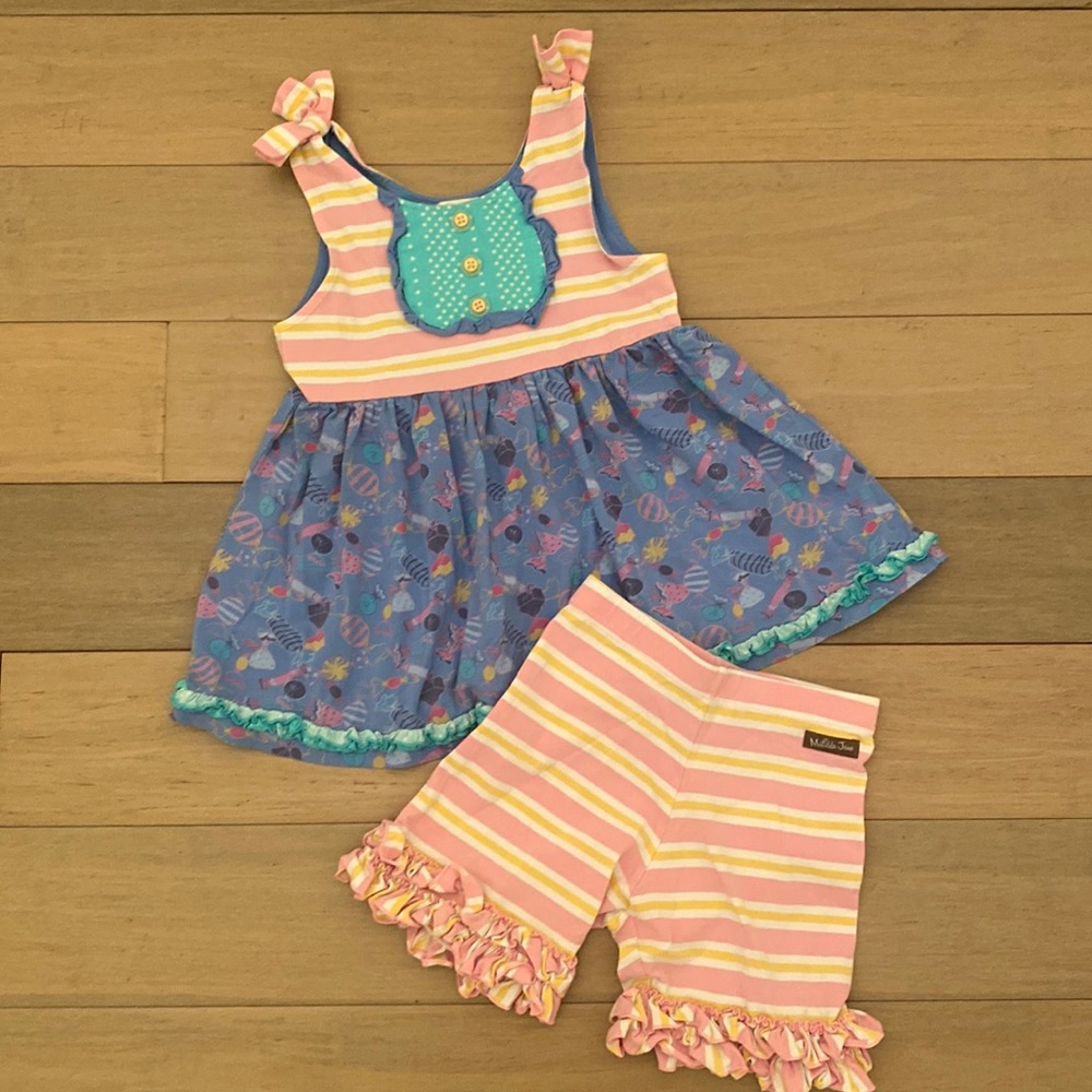 Matilda Jane Candy Design Top & Shorts Set sz 10
